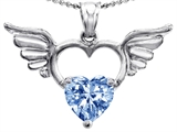 Original Star K™ Wings Of Love Birthstone Pendant with 8mm Heart Shape Simulated Aquamarine