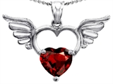Original Star K™ Wings Of Love Birthstone Pendant with Genuine 8mm Heart Shape Garnet