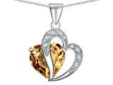 Original Star K™ Heart Shape 12mm Simulated Imperial Yellow Topaz Pendant