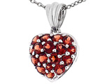 Tommaso Design™ 1inch Puffed Heart with Genuine Garnet Pendant