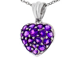Tommaso Design™ 1inch Puffed Heart with Genuine Amethyst Pendant