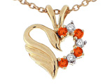 Tommaso Design™ Heart Shaped Love Swan Pendant with Genuine Garnet and Diamonds.