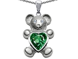 Original Star K™ Love Bear Holding Birthstone of May 8mm Heart Shape Simulated Emerald