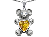 Original Star K™ Love Bear Holding Birthstone of November Genuine Heart Shape Citrine