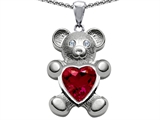 Original Star K™ Love Bear Holding Birthstone of July 8mm Heart Shape Created Ruby