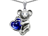 Original Star K™ Love Bear Hugging Birthstone of September 8mm Heart Shape Created Sapphire