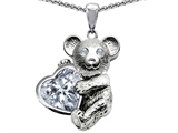 Original Star K™ Love Bear Hugging Birthstone of April 8mm Heart Shape Genuine White Topaz