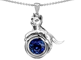 Original Star K™ Cat Lover Pendant with September Birthstone Round 6mm Created Sapphire