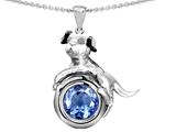 Original Star K™ Dog Lover Pendant with March Birthstone Round 7mm Simulated Aquamarine