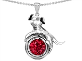Original Star K™ Dog Lover Pendant with July Birthstone Round 7mm Created Ruby