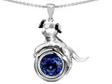 Original Star K™ Dog Lover Pendant with September Birthstone Round 7mm Created Sapphire