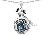 Original Star K™ Dog Lover Pendant with Round 7mm Mystic Rainbow Topaz