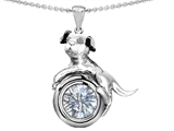 Original Star K™ Dog Lover Pendant with April Birthstone Genuine White Topaz