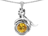 Original Star K™ Cat Lover Pendant with November Birthstone Genuine Citrine