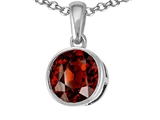 Tommaso Design™ Genuine Round Garnet Pendant