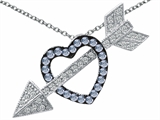Original Star K™ Simulated Aquamarine Heart With Love Arrow Pendant