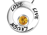 Original Star K™ Live/Love/Laugh Circle of Life Pendant with November Birthstone Genuine Citrine