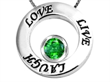 Original Star K™ Live/Love/Laugh Circle of Life Pendant with May Birthstone Round 7mm Simulated Emerald