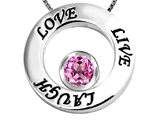 Original Star K™ Live/Love/Laugh Circle of Life Pendant with September Birthstone Round 7mm Created Pink Sapphire