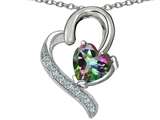 Original Star K™ 7mm Heart Shape Genuine Mystic Rainbow Topaz Heart Pendant
