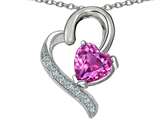 Original Star K™ 7mm Heart Shape Created Pink Sapphire Heart Pendant