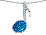 Original Star K™ Musical Note Pendant With Oval Created Blue Opal