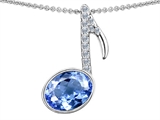 Original Star K™ Musical Note Pendant With Simulated Aquamarine Oval 11x9