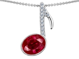Original Star K™ Musical Note Pendant With Created Ruby Oval 11x9