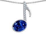 Original Star K™ Musical Note Pendant With Created Sapphire Oval 11x9