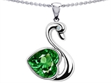 Original Star K™ Large Love Swan Pendant With 8mm Simulated Emerald.