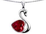 Original Star K™ Large Love Swan Pendant With 8mm Heart Shape Created Ruby.