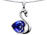 Original Star K™ Large Love Swan Pendant With 8mm Heart Shape Created Sapphire.