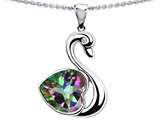 Original Star K™ 1 inch Love Swan Pendant With Genuine Heart Shape Mystic Topaz