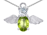 Original Star K™ Angel Of Love Protection Pendant With Oval 8x6mm Genuine Peridot