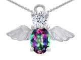 Original Star K™ Angel Of Love Protection Pendant With Oval 8x6mm Genuine Mystictopaz.