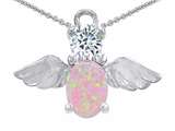 Original Star K™ Angel Of Love Protection Pendant With Oval 8x6mm Created Pink Opal