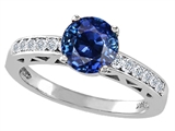Tommaso Design™ Created Sapphire and Genuine Diamond Solitaire Engagement Ring