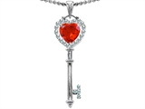 Original Star K™ Key To My Heart Love Pendant With 7mm Heart Shape Simulated Mexican Fire Opal