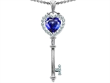 Original Star K™ Key To My Heart Love Pendant With 7mm Heart Shape Created Blue Sapphire