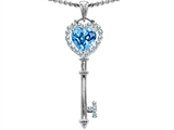 Original Star K™ Key To My Heart Love Pendant With 7mm Heart Shape Genuine Blue Topaz