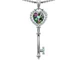 Original Star K™ Key To My Heart Love Pendant With 7mm Heart Shape Mystic Rainbow Topaz