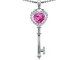 Original Star K™ Key To My Heart Love Pendant With 7mm Heart Shape Created Pink Sapphire