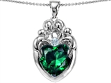 Original Star K™ Large Loving Mother Twins Family Pendant With 12mm Heart Simulated Emerald