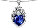 Original Star K™ Large Loving Mother Twins Family Pendant With 12mm Heart Created Sapphire
