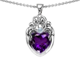 Original Star K™ Loving Mother And Family Pendant With Heart Shape Genuine Amethyst