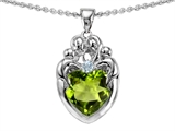Original Star K™ Loving Mother And Family Pendant With Genuine Heart Shape Peridot