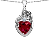 Original Star K™ Large Loving Mother Father With Child Family Pendant With 12mm Heart Created Ruby