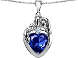 Original Star K™ Large Loving Mother Father With Child Family Pendant With 12mm Heart Created Sapphire