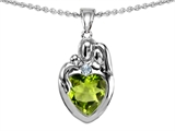 Original Star K™ Loving Mother And Father With Child Family Pendant With Genuine Heart Shape 8mm Peridot