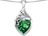 Original Star K™ Large Loving Mother With Child Family Pendant With 12mm Heart Shape Simulated Emerald